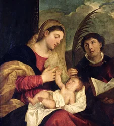 Madone et Enfant avec SS. Étienne, Jérôme et Maurice (détail)